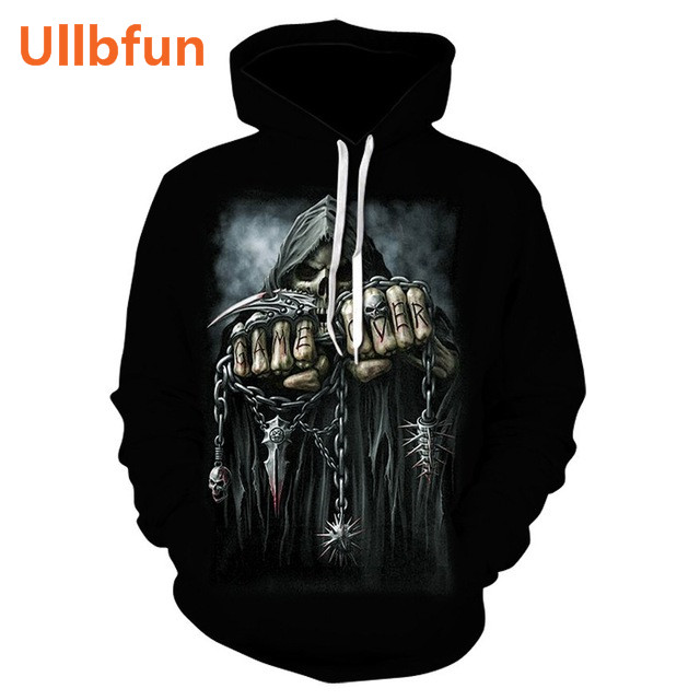 Ullbfun Sweatshirt 3D Skull Printed Pullovers Hoodies (13)